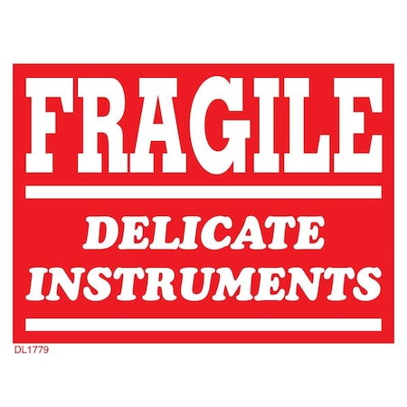 Decker Tape Products Label, DL1779, FRAGILE DELICATE INSTRUMENTS, 3" X 4" DL1779